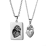 JewelryWe Schmuck Paar Halskette mit Gravur Edelstahl Herz Puzzle Dog Tag...