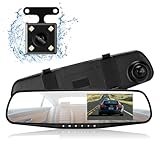 Podazz Spiegel Dashcam Vorne und Hinten Autokamera, FHD 1080P 4,3 '' Auto...