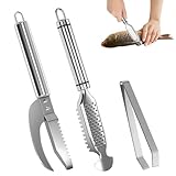 GFUEIGJ 3 Stück Fischentschupper Edelstahl Fischentschupper Entferner mit...
