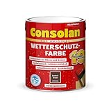 Consolan Wetterschutz-Farbe, Deckender Holzschutz für Außen, Dunkelbraun,...