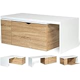 IDMarket – Couchtisch, drehbar, Holz und Weiß, Lizzi, ausziehbar, mit...