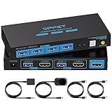 USB 3.0 HDMI KVM Switch 2 PC 1 Monitore 4K60Hz KVM-Switches für Zwei...