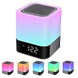 Bluetooth Lautsprecher mit Licht Nachttischlampe Touch Dimmbar Wecker RGB...