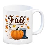 Fall Jahreszeit Herbst Kaffeebecher mit Kürbis und Laub schöne...