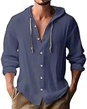 Herren-Kapuzenpullover, Leinen, Knopfleiste, Sommer, Strand, Urlaub,...