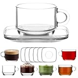vienberg Cozy Glas Tassen Set 12-teilig – 6 Glas-Tassen mit Henkel (270...
