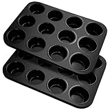 Fousenuk Muffinform, 2er-Pack Karbonstahl Muffinblech für 12 Muffins,...