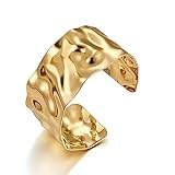 LILIE&WHITE Breiter Armreif für Damen – Goldfarbener offener Armreif mit...