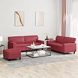 RMIHSJG 3-Sitzer Sofa mit Hocker aus Kunstleder, Lederoptik Sofagarnitur...