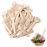 300 Stk Holzgabeln Disposable Cutlery Einweggabeln Kuchengabeln Holz...