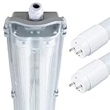 Proventa IP65 Feuchtraumleuchte LED 120cm mit 2x 18W LED-Röhre...