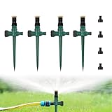 4 Stück Gartensprinkler, Rasensprenger mit Erdspieß und 4 Tandem-Nippeln,...