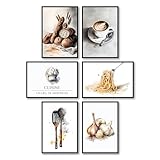 MJ-Graphics - 6er Poster Set Kaffee Brot Essen modern Küche & Esszimmer |...