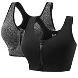 AoToZan 2 Stücke Sport BH Damen Starker Halt mit Reißverschluss Vorne,...