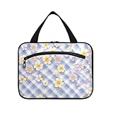 Yoogain Kulturbeutel mit Haken, Gingham-Muster, wasserfest, für Damen,...