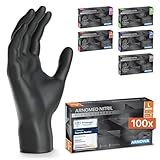 ARNOMED Einweghandschuhe 100 Stück/Box, Schwarze Nitrilhandschuhe L,...