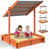 Spielwerk® Sandkasten Max Sonnendach 140x140x120cm imprägniertes Holz...