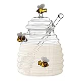 doyandader Glas Honigglas | 400 ml Glas Honigflasche - Lebensmittelechte...