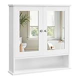 VASAGLE Spiegelschrank, Badschrank, Wandschrank, Hängeschrank mit 2...