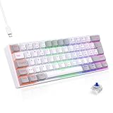 TECURS Gaming Tastatur Mechanische Gamer Keyboard QWERTZ 60 Prozent Blaue...