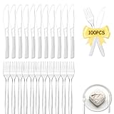 cuhostki Plastikbesteck Set, 100 Stück Mehrweg Besteck (Je 50...