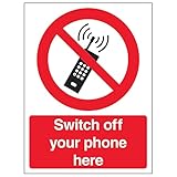 V Safety Switch Off Your Mobile Phone Here, Hochformat, 200 x 300 mm,...