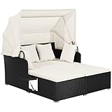 GIANTEX Sonneninsel Sonnenliege Set Rattan, Gartenliege 2 Personen mit...