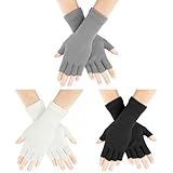 AURUZA 3 Paare Fingerlose Handschuhe Damen, Halbfinger Handschuhe Herren...