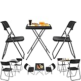 ecosa® Bistroset 3-teilig Balkontisch mit 2 Stühlen Gartentisch klappbar...