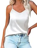 Ekouaer Damen Satin Cami Tank Top Seidentop Shirt Ärmellose V-Ausschnitt...