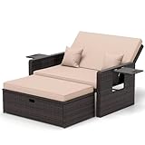 UDPATIO Rattan Lounge Möbel Outdoor,Lounge Balkonmöbel Gartensofa mit...