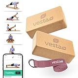 Vesta+ Yogablock Kork + Fitness App, Yoga Block Kork aus ökologischem...