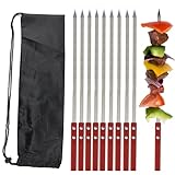 Jadin 10 Stück 42 cm Flache Schaschlikspieße Edelstahl, Adana Spieße,...