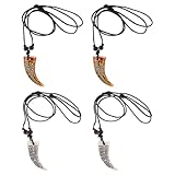 ROMISBABA 4 Stück Unisex Halsketten mit Zahnanhängern aus Kunstharz...