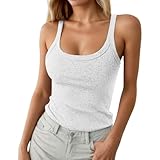 Tank Top Damen Spaghettiträger Ärmellos Geripptes Einfarbige Tanktops...