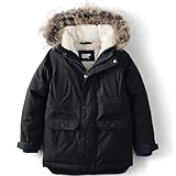 Lands' End Kids Expedition Wasserdichter Winter-Daunenparka, Schwarz, 4-5