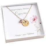 Kette mit Geburtsblume personalisiert mit Gravur Geburtsblumenkette mit...