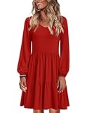 ZEAGOO Damen Langarm Kleid Casual Lässig Herbstkleid A Linie Winter...