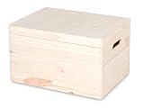 Pinus - Holzkiste mit Deckel, 40x30x23 cm, Schatzkiste, Bastelkoffer mit...