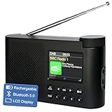 Tragbares DAB Radio Klein, DAB Plus Radio mit Bluetooth, Kofferradio Akku,...