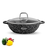 GOLDMANN Aluminiumguss Servierpfanne 28 CM(4.1L), Keramik-Marmor...