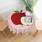 PHAYAH Tischdecke mit rotem Cartoon-Motiv, rund, 152,4 cm, Bauernhaus,...