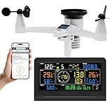Urageuxy 7-in-1 WLAN Wetterstation mit Außensensor – Wifi...