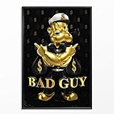 Wandbild PREMIUM, Luxus Leinwand Bild Mit Rahmen, BAD GUY - Goldene Popeye...