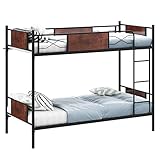 COSTWAY Etagenbett, 2-in-1 umbaubares Doppelstockbett mit Leiter, 190 x 90...