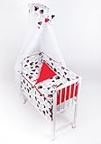 Babybett-Set mit Maus-Motiven mit Ohren, Bettwäsche und Himmel, 90 x 40...