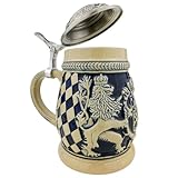 EVERSTYLE Bierkrug mit Deckel 0,6L – Klassischer Bayrischer Steinkrug mit...