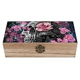 Cmagnifico Quadratische Holzkiste Schädel Blume Holz Aufbewahrungsbox...