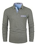 LIUPMWE Poloshirt Herren Langarm Getäfelt T Shirts Männer Hemd Slim Fit...