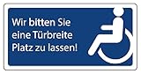 Aufkleber Hinweis 'Türbreite Abstand Rollstuhlfahrer' Schild Folie...